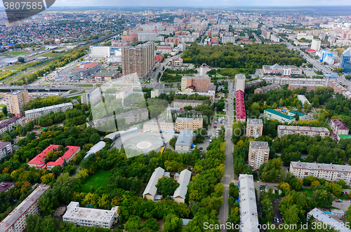 Image of Bird eye view on Tyumen city. Russia