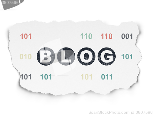 Image of Web development concept: Blog on Torn Paper background