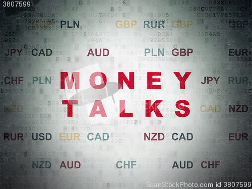 Image of Business concept: Money Talks on Digital Paper background