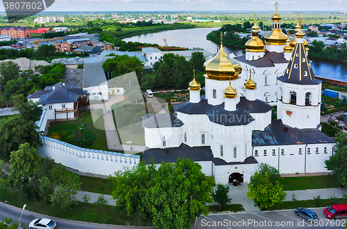 Image of Bird eye view on Holy Trinity Monastery. Tyumen