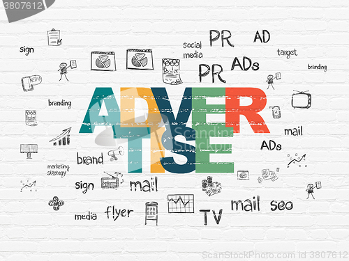 Image of Advertising concept: Advertise on wall background