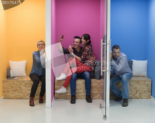 Image of group of business people in creative working  space