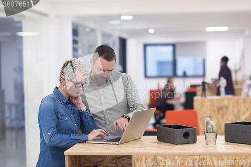 Image of startup business team on meeting at modern office