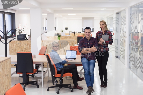 Image of business people group portrait at modern office