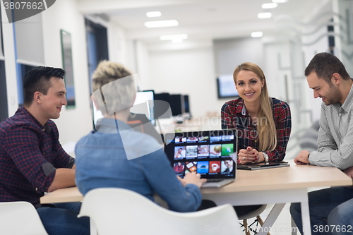 Image of startup business team on meeting at modern office