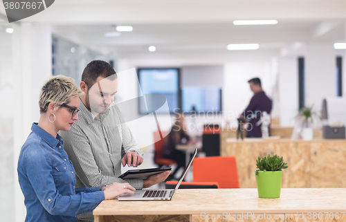 Image of startup business team on meeting at modern office