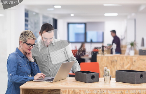 Image of startup business team on meeting at modern office