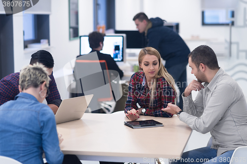 Image of startup business team on meeting at modern office