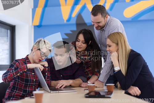 Image of startup business team on meeting at modern office