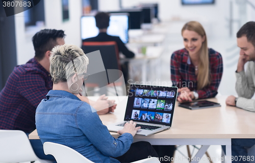 Image of startup business team on meeting at modern office