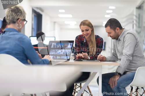 Image of startup business team on meeting at modern office