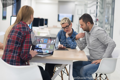 Image of startup business team on meeting at modern office