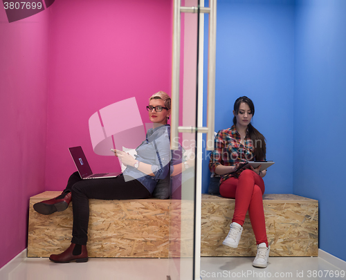 Image of group of business people in creative working  space