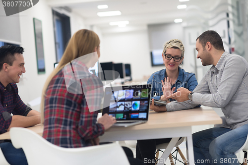 Image of startup business team on meeting at modern office