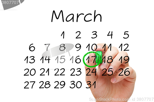 Image of March 17 Saint Patricks Day Calendar Concept