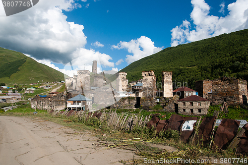 Image of Towers in mountain village