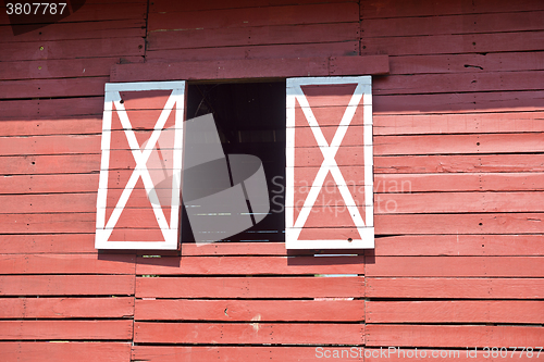 Image of red barn window