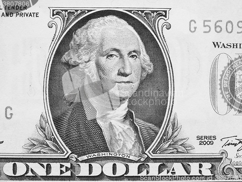 Image of Black and white Detail of One Dollar note 1 Doll