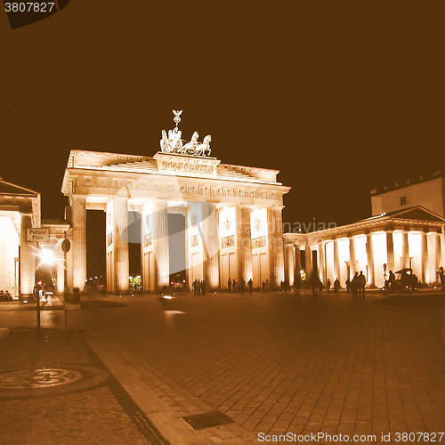 Image of Brandenburger Tor Berlin at night vintage