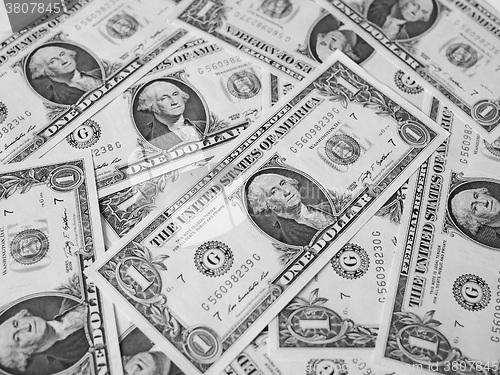 Image of Black and white Dollar notes 1 Dollar