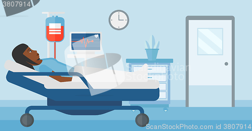 Image of Patient lying in hospital bed.