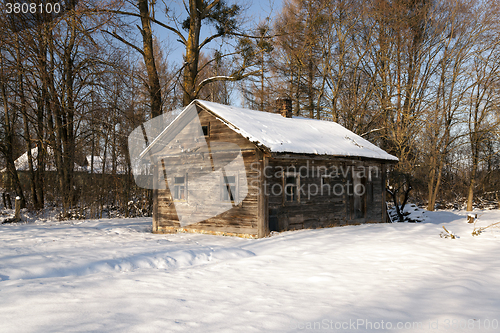 Image of wooden house ,  winter