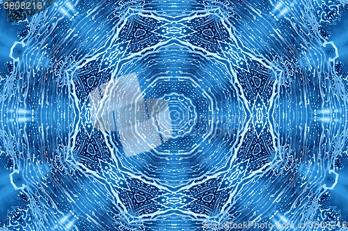 Image of Blue glass background with abstract foam pattern