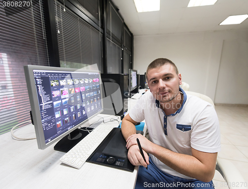 Image of photo editor at his desk