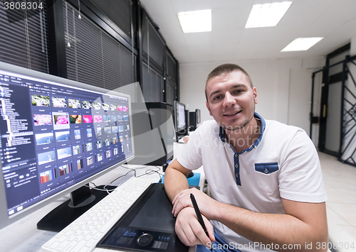 Image of photo editor at his desk