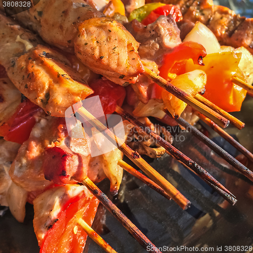 Image of Brochettes with grilled meat and vegetables