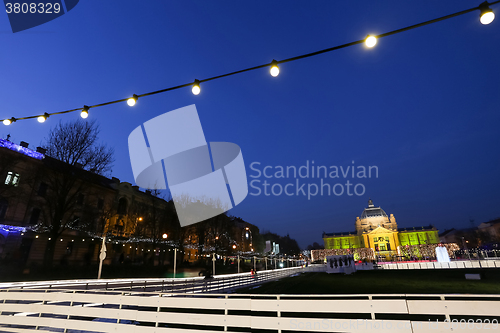 Image of Skating rink at night