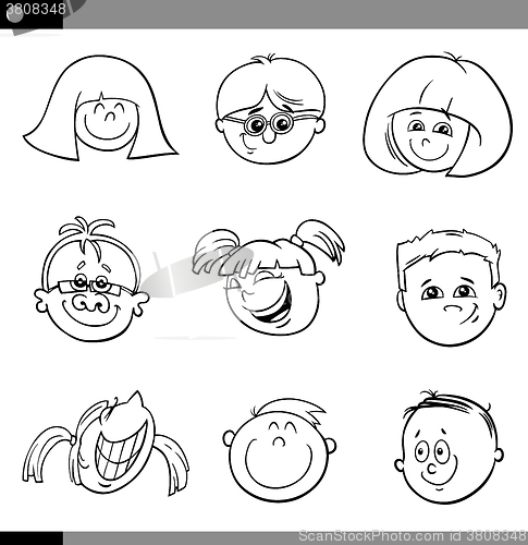 Image of children faces characters set