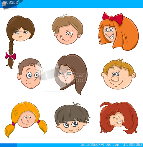 Image of children cartoon characters set