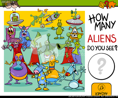 Image of counting aliens task for kids