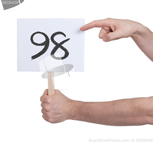 Image of Sign with a number, 98