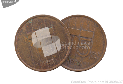 Image of Old 5 euro cent coins, isolated