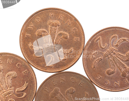 Image of Two Pence coins isolated 