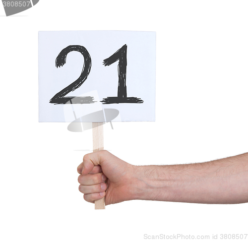 Image of Sign with a number, 21