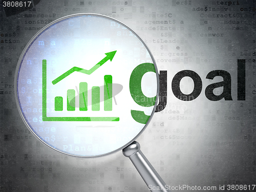 Image of Marketing concept: Growth Graph and Goal with optical glass