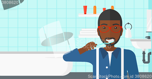 Image of Man brushing teeth.