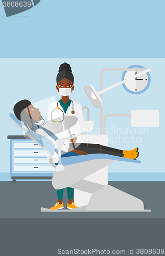 Image of Dentist and woman in dentist chair.