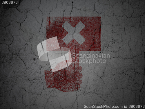 Image of Political concept: Protest on grunge wall background