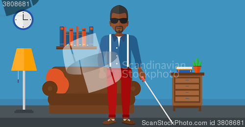 Image of Blind man with stick.