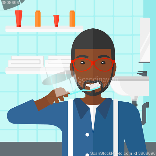 Image of Man brushing teeth.