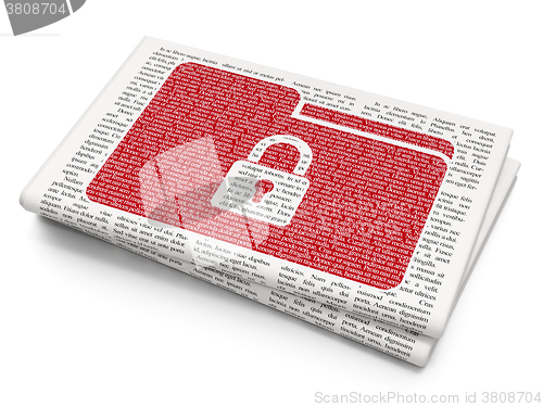 Image of Business concept: Folder With Lock on Newspaper background