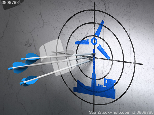 Image of Industry concept: arrows in Windmill target on wall background