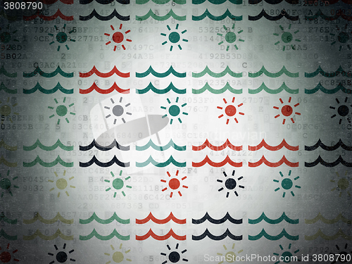 Image of Travel concept: Beach icons on Digital Paper background