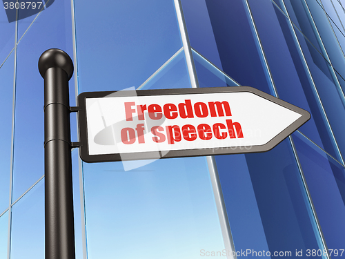Image of Political concept: sign Freedom Of Speech on Building background