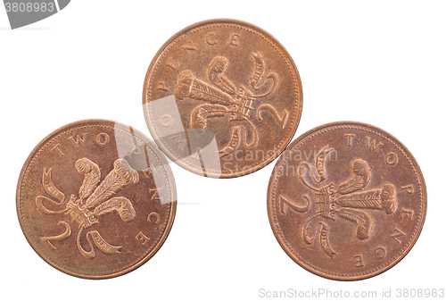 Image of Two Pence coins isolated 