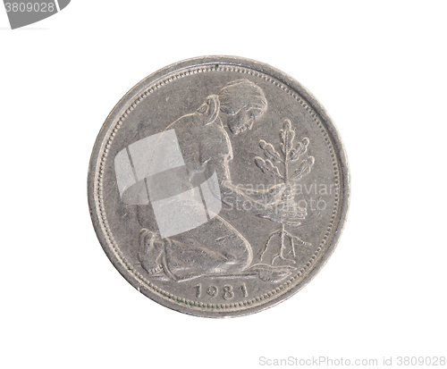 Image of 50 german mark pfennig coin isolated